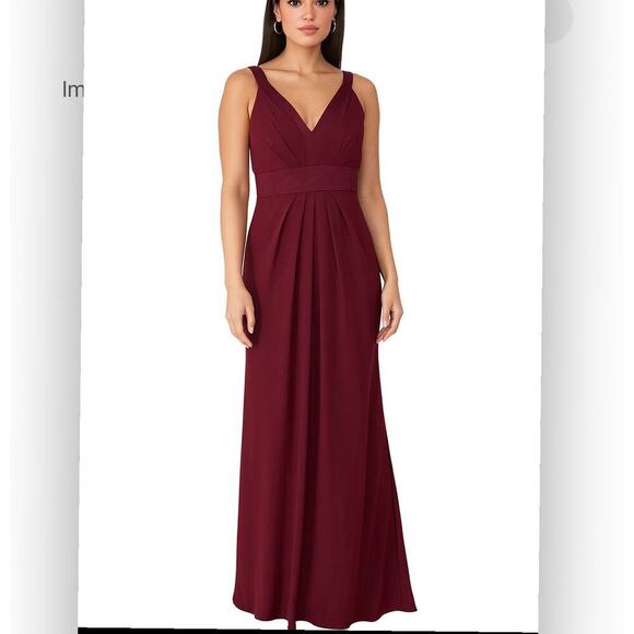 White By Vera Wang Gown Dress wide Strap Wine SZ 10 maxi bridesmaid umpire waist - Picture 1 of 8